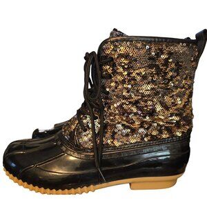 Olivia Miller Womens Sequin Black Winter‎ Boots
